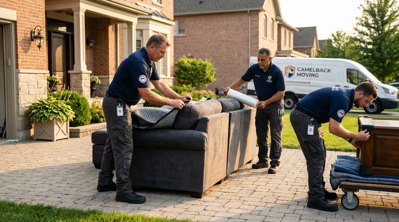 Large estate moving crew wrapping furniture in Gresham, OR