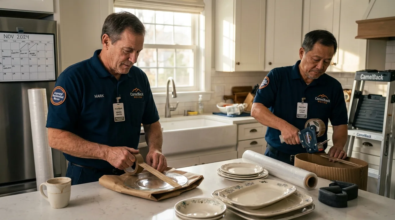 Professional crew packing kitchen dishware in Gresham, OR